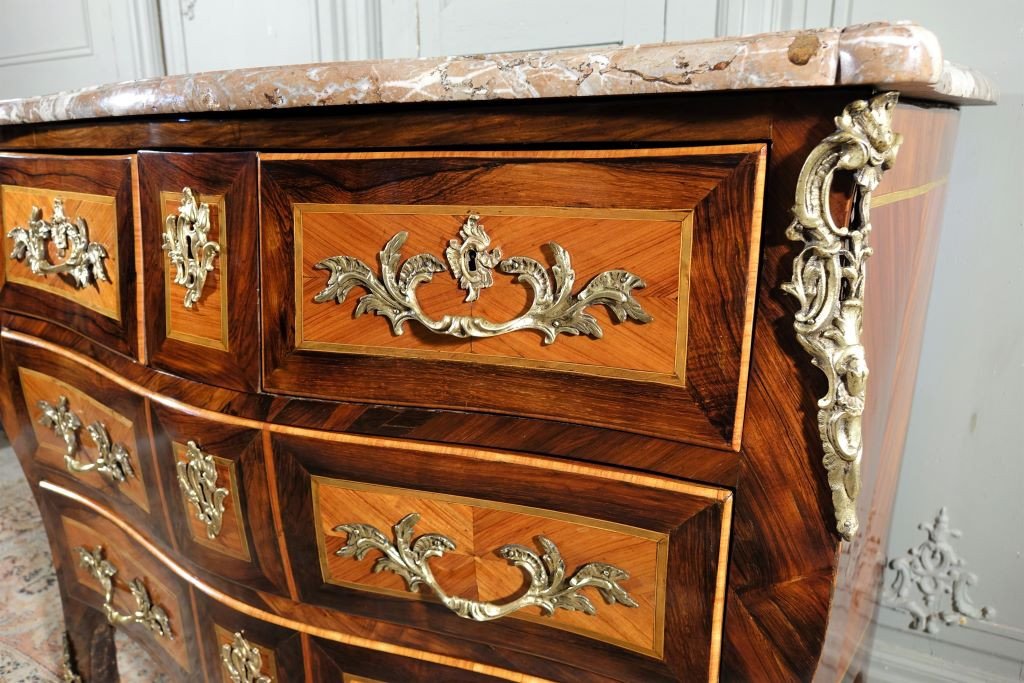 Marquetry Commode Stamped J.g Schlichtig-photo-5