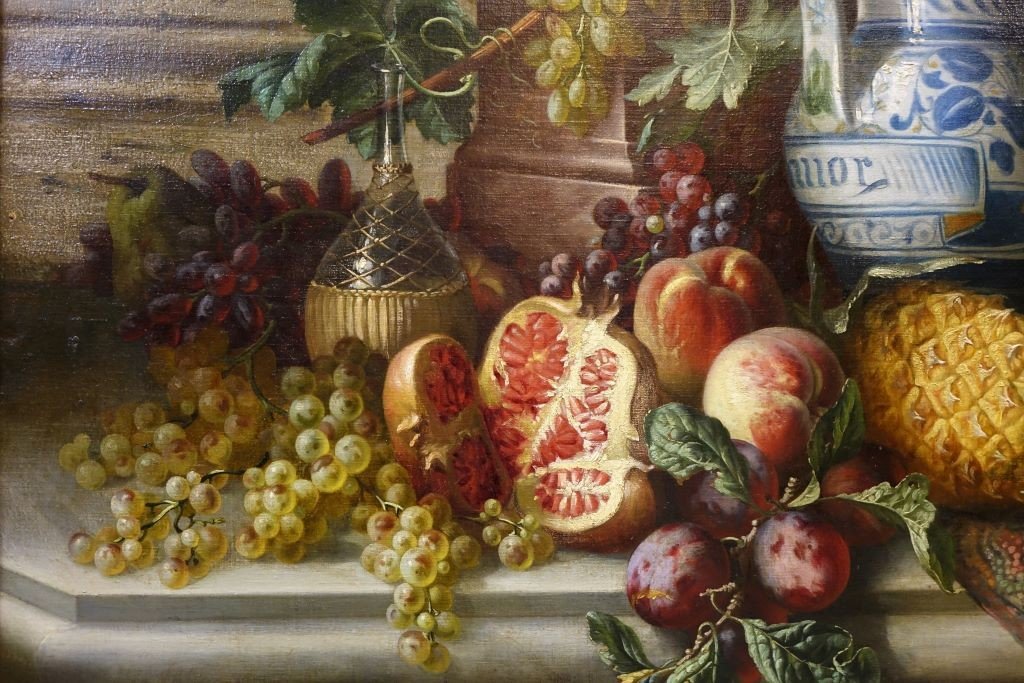 Large Still Life With Fruits Signed Felix Thomas (1815-1875)-photo-3