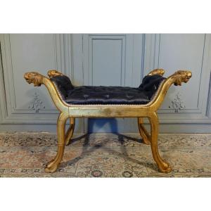 Tabouret De Style Empire En Bois Doré