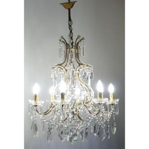 Eight-light Cage Chandelier With Rows Of Pearls