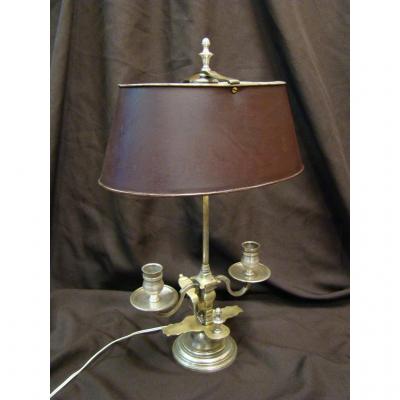 Hot Water Bottle Lamp With Two Lights Silver Bronze - Early Twentieth