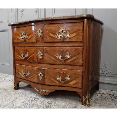 Regency Commode, Curved All Faces In Marquetry