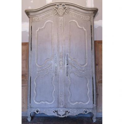 Grande Armoire Provençale Peinte d'époque Louis XVI. Fin XVIIIème