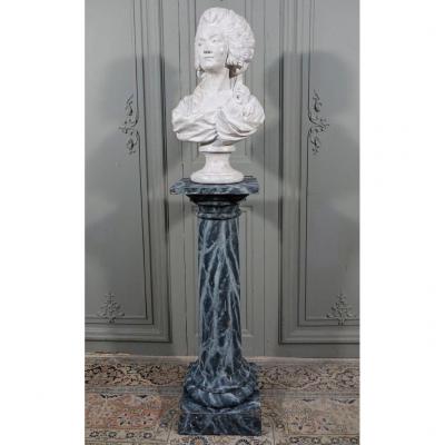 Column Painted Faux Marble. Period End Of The 18th Century