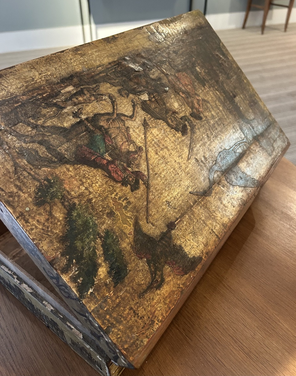 Large "arte Povera" Box With A Woodcock Motif. 18th Century -photo-1