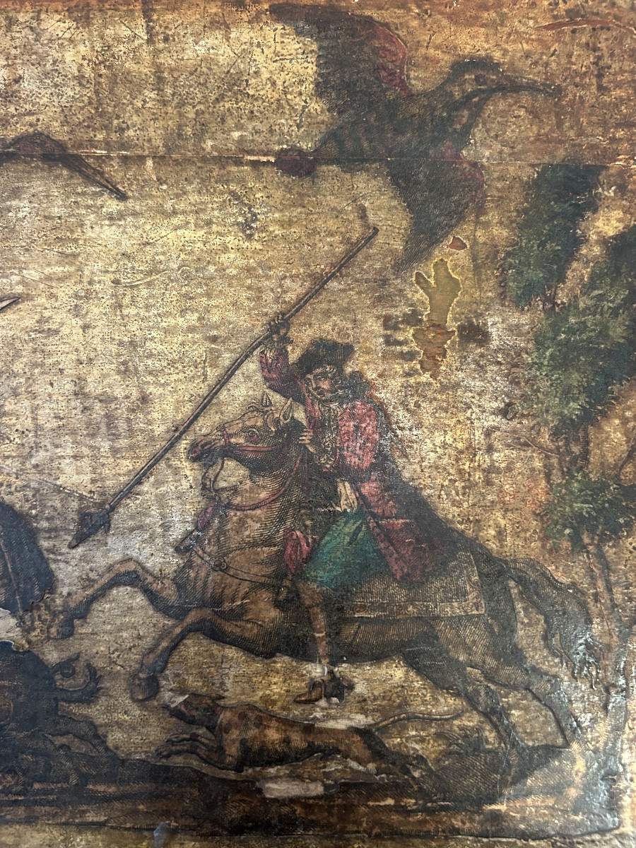 Large "arte Povera" Box With A Woodcock Motif. 18th Century 