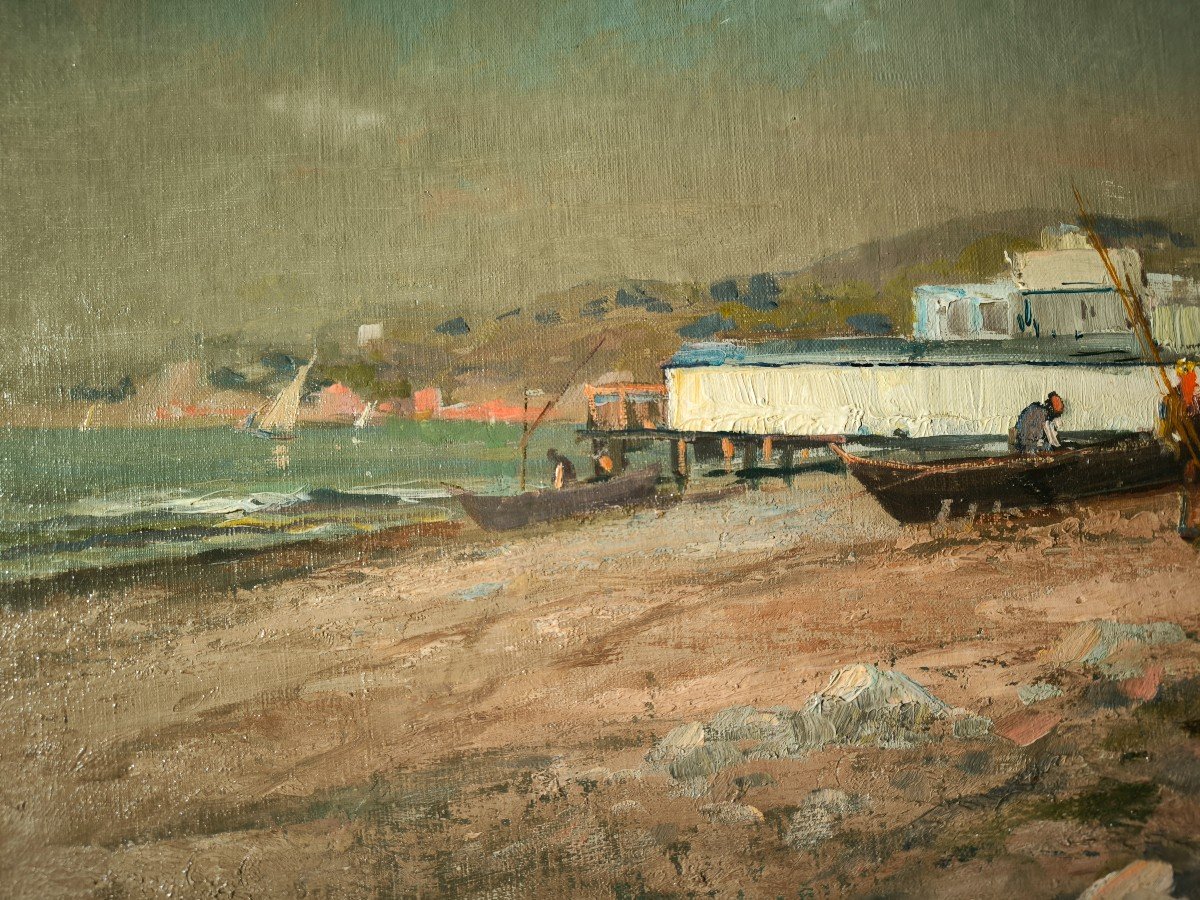 Hst Louis Nattero 1870-1915 "Plage Du Prado" Marseille-photo-4