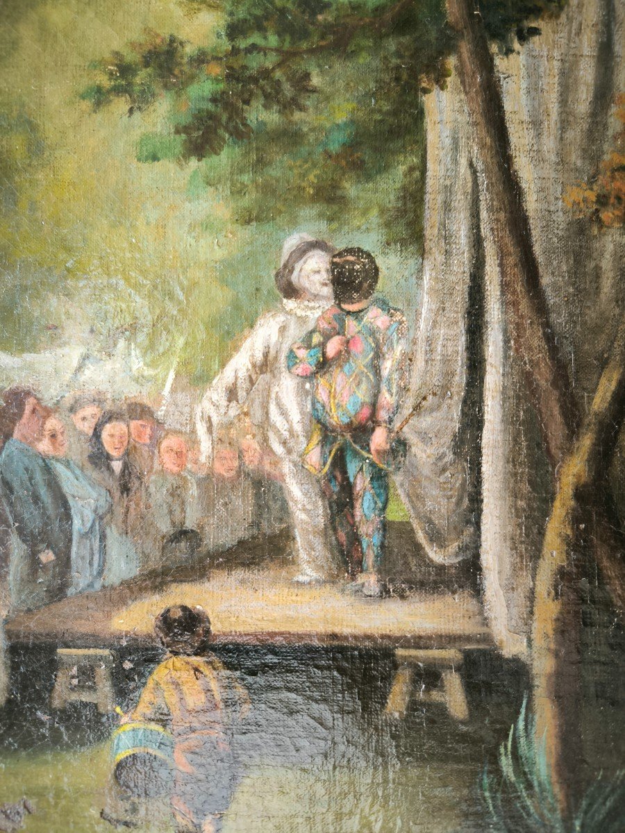 HST "Scène de fête et de kermesse dans un village" Jean Seignemartin 1848-1875-photo-3