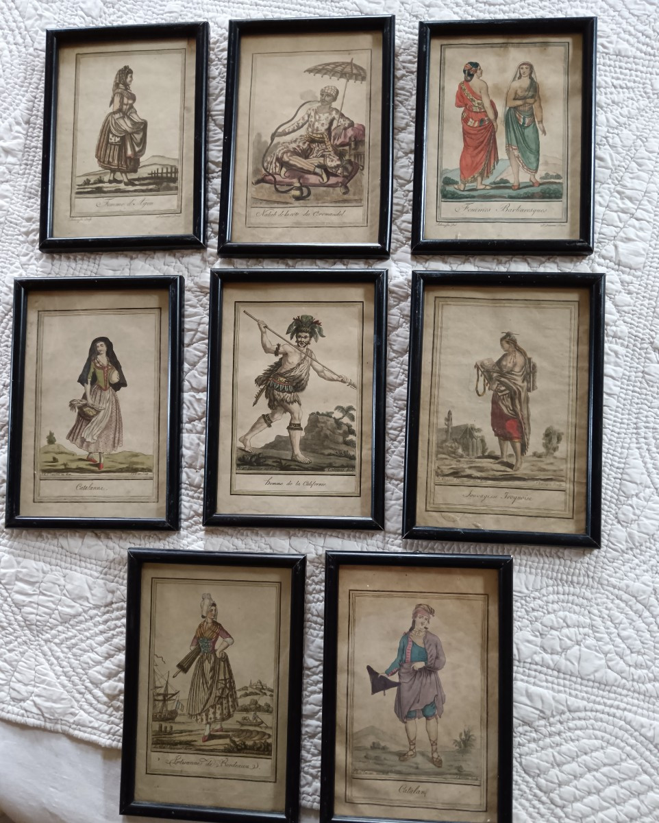 Series Of 8 Engravings By Jacques Grasset De Saint Sauveur 1757-1810 Auveurrur 1757-1810