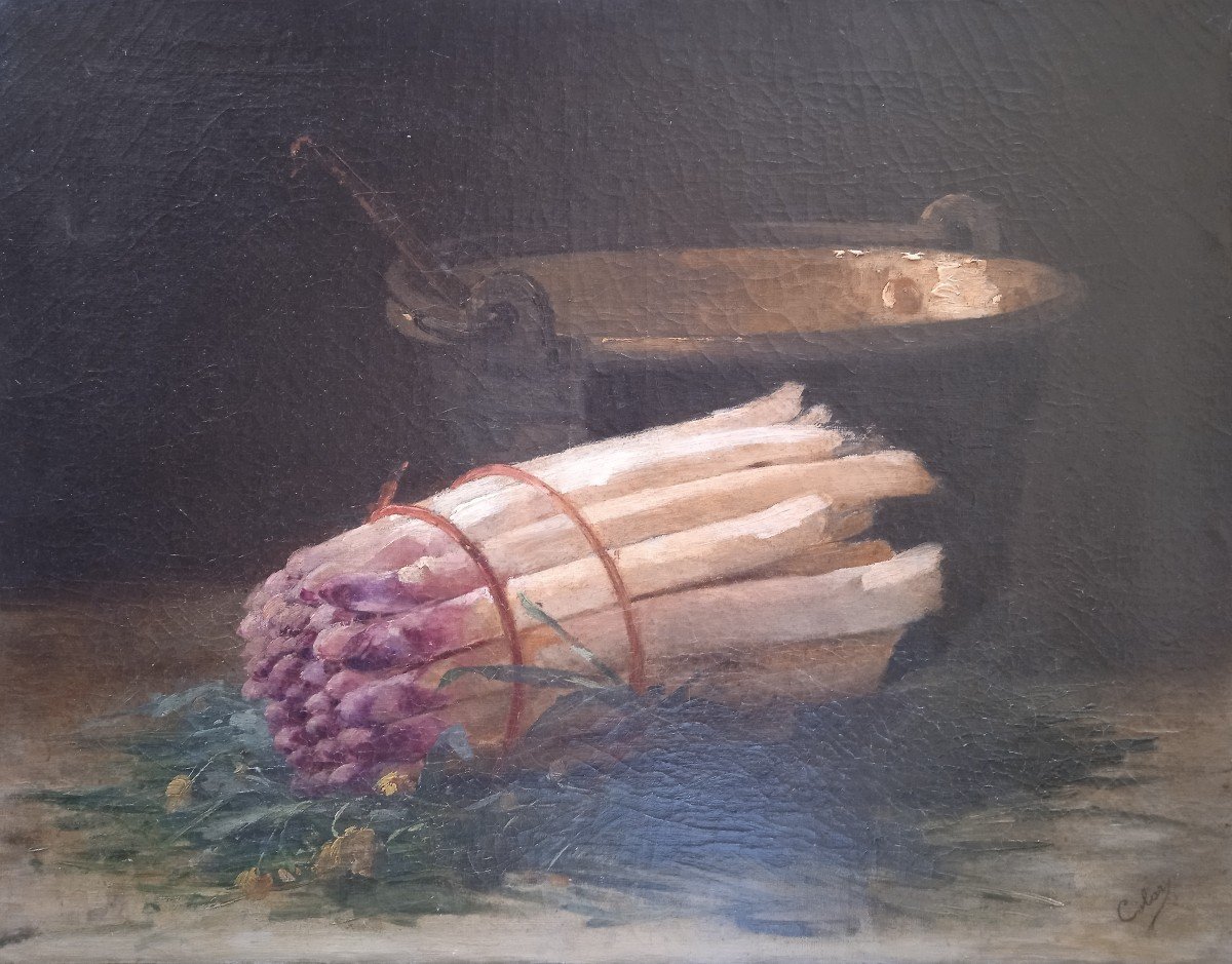 Nature Morte Aux Asperges  XIXème  Hommage à Edouard Manet-photo-4