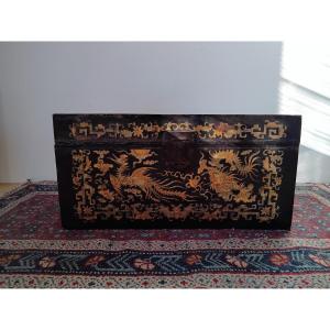 Large Far East Embossed Leather Chest