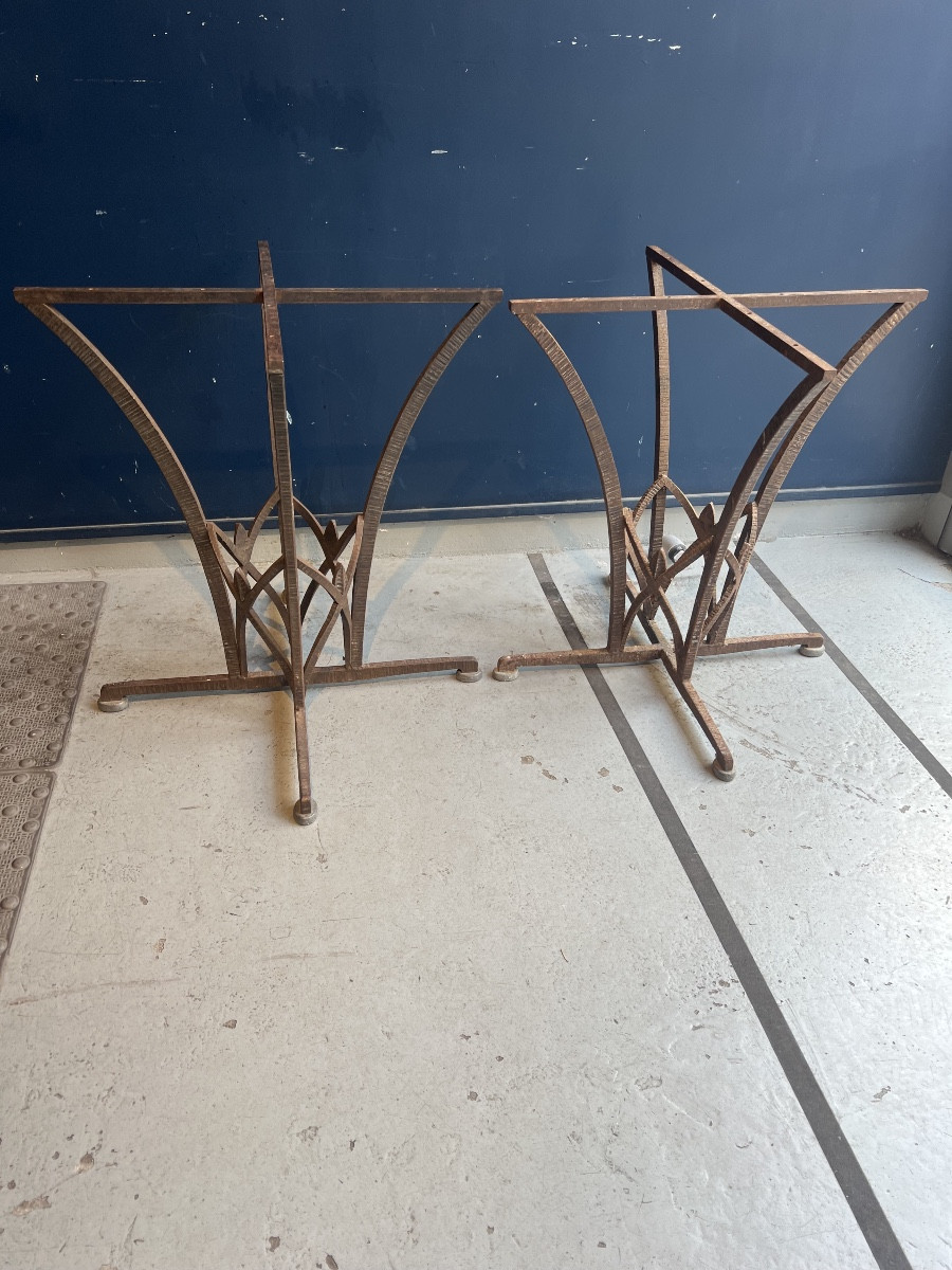 Pair Of Wrought Iron Bases -photo-1