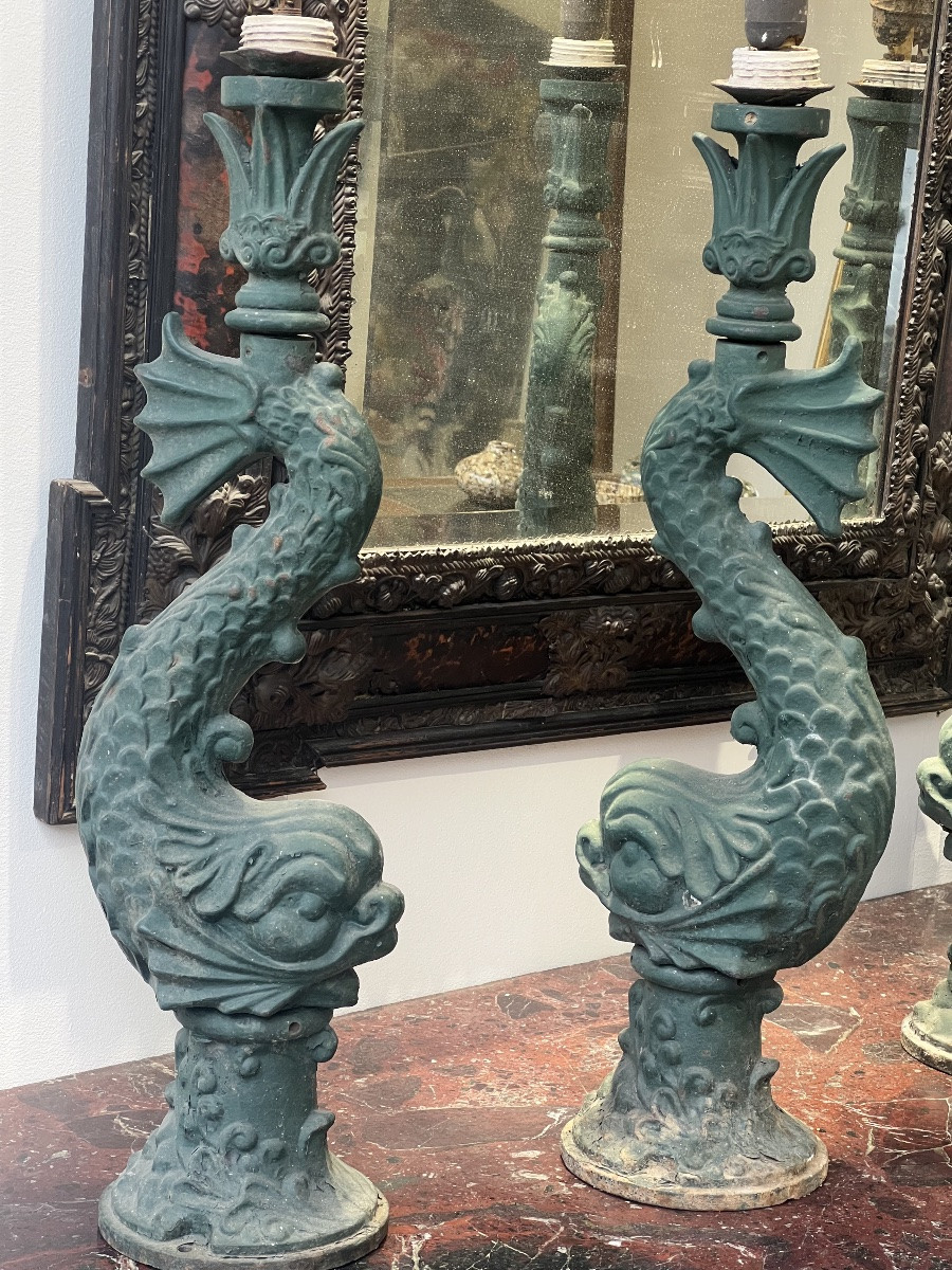 4 pieds de lampes en fonte -photo-2