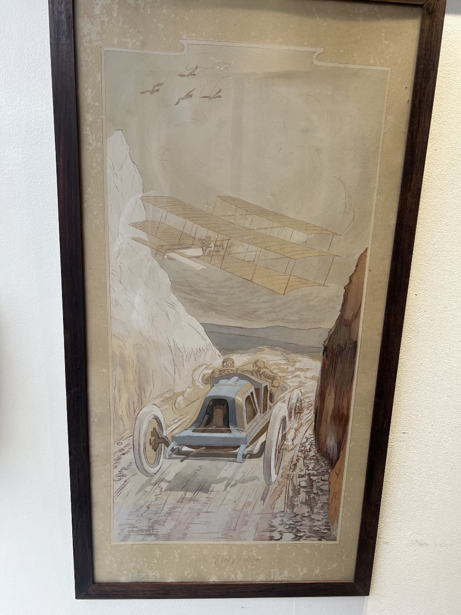 8 gravures rehaussées à l aquarelle -photo-2