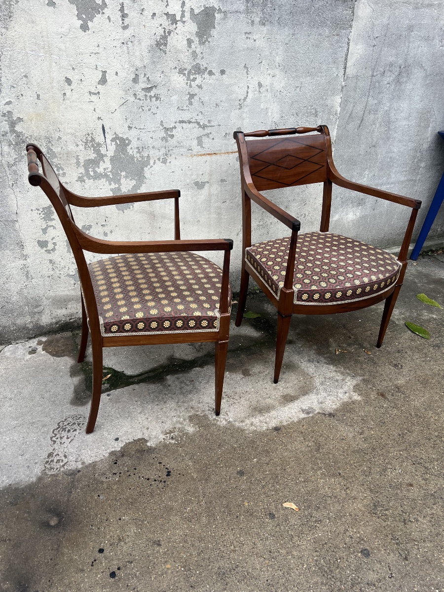 Superbe paire de fauteuils italiens directoire-photo-3