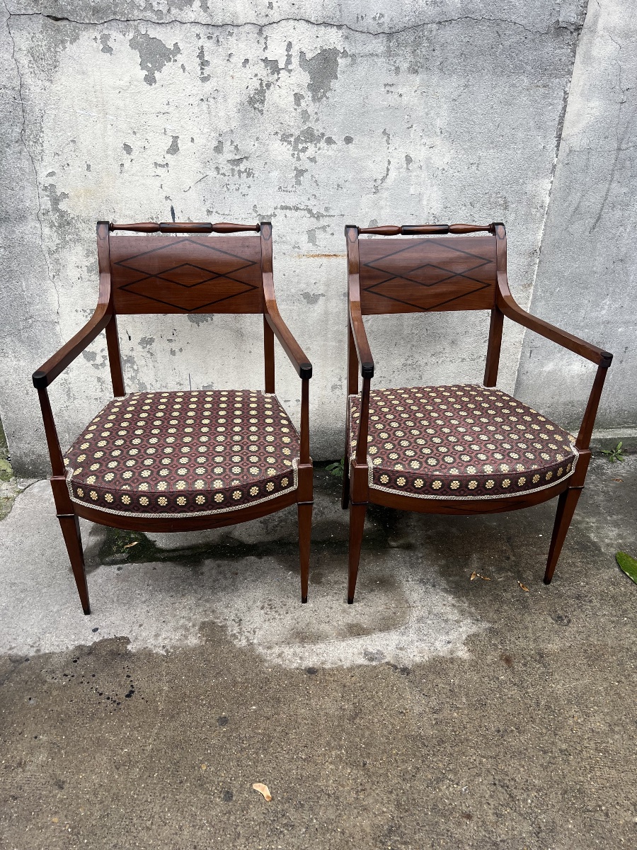 Superbe paire de fauteuils italiens directoire