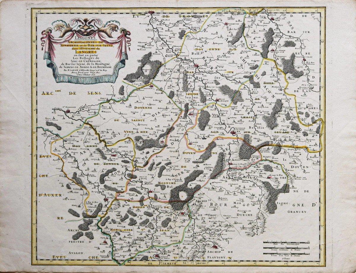 Old Map Of Lingones - Burgundy-photo-4