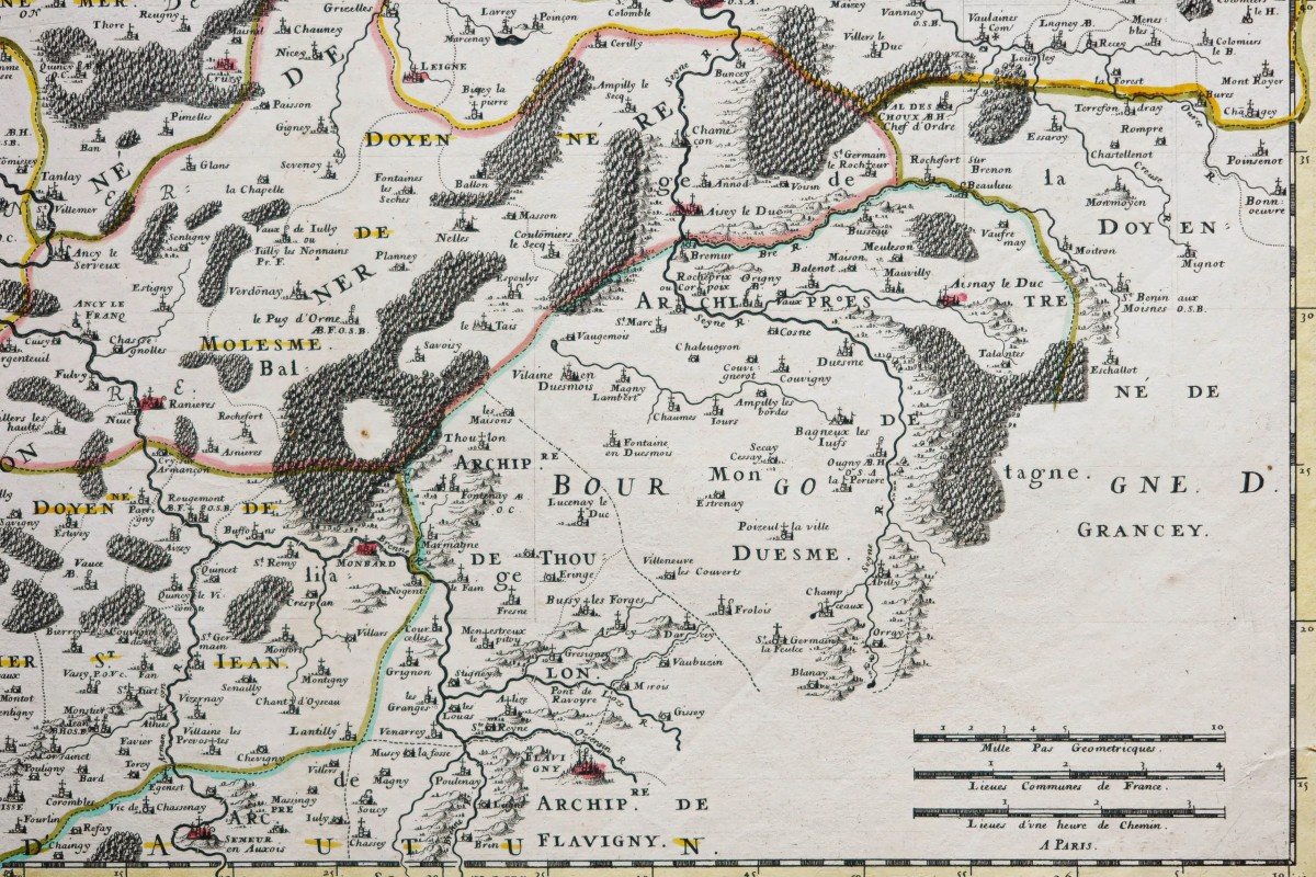 Old Map Of Lingones - Burgundy-photo-1