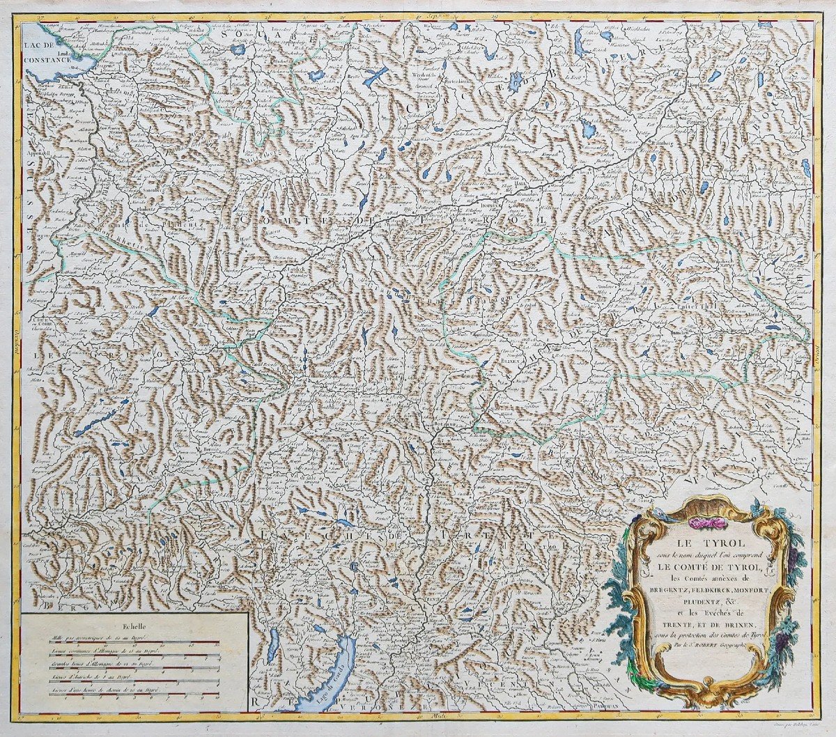 Old Geographical Map Of Switzerland - Tyrol