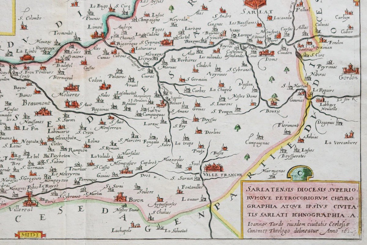 Old Geographical Map Of The Diocese Of Sarlat – Périgord-photo-4