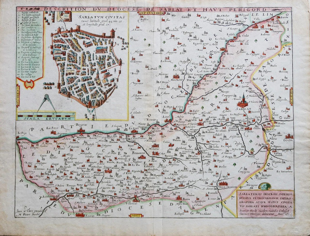 Old Geographical Map Of The Diocese Of Sarlat – Périgord-photo-1