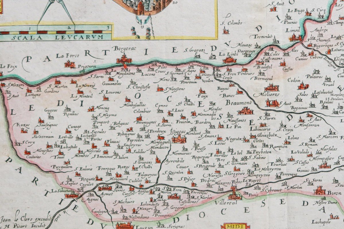 Old Geographical Map Of The Diocese Of Sarlat – Périgord-photo-2