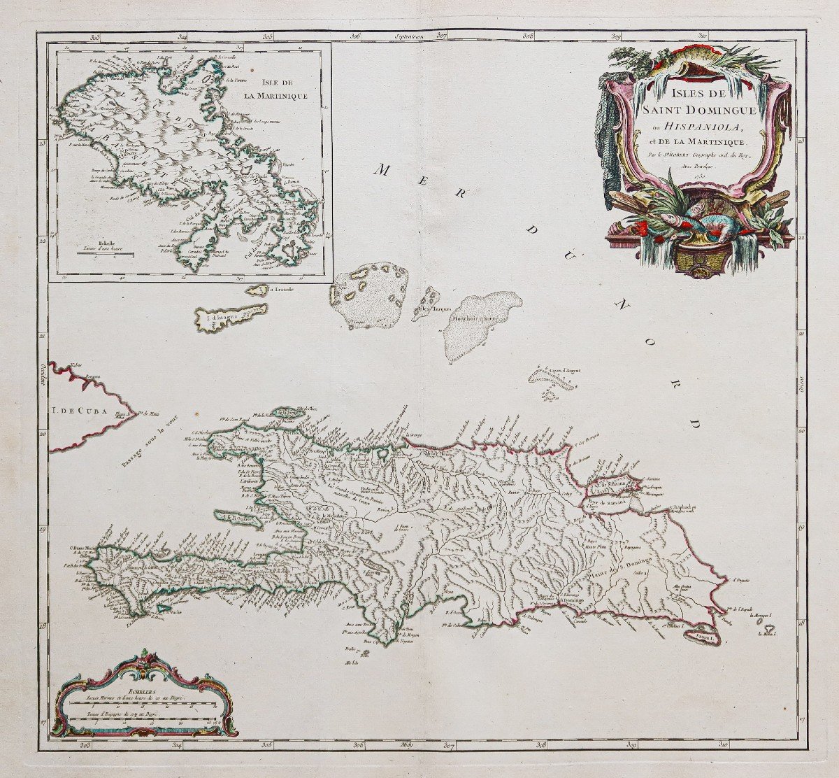 Old Geographical Map Of Santo Domingo