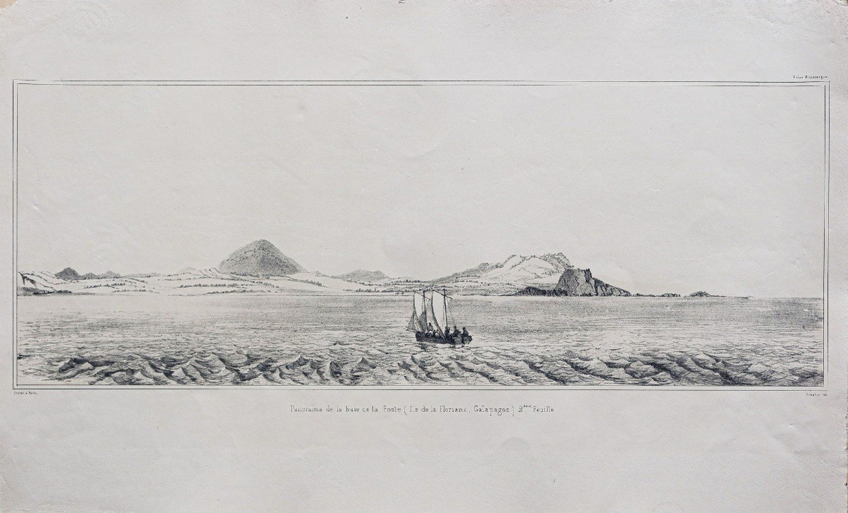 Panorama Galapagos Islands - Old Engraving-photo-2