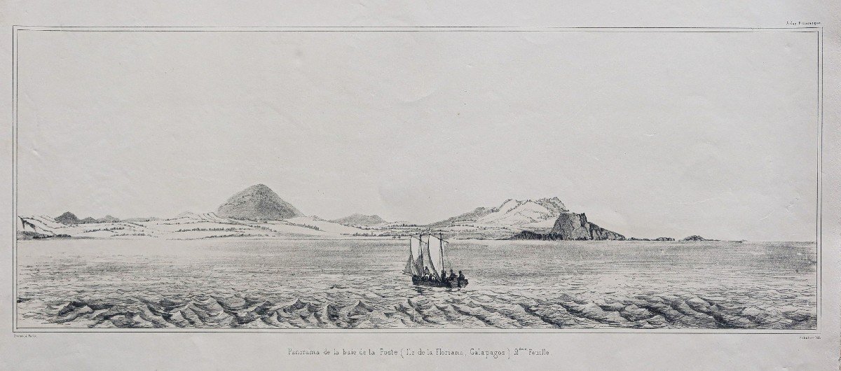 Panorama Galapagos Islands - Old Engraving