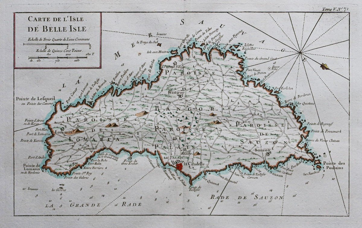Carte Marine Ancienne De Belle Ile