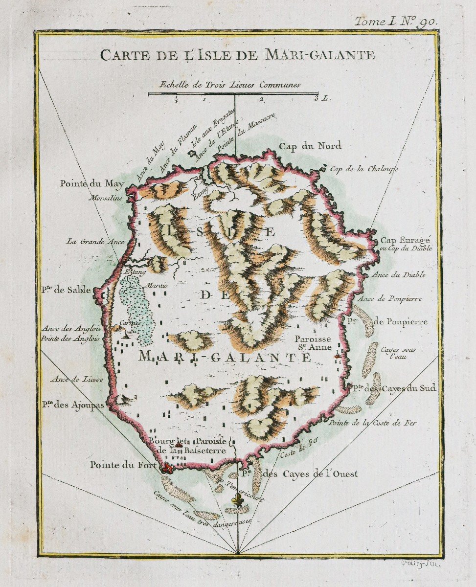 Carte Géographique Ancienne – île De Marie-galante