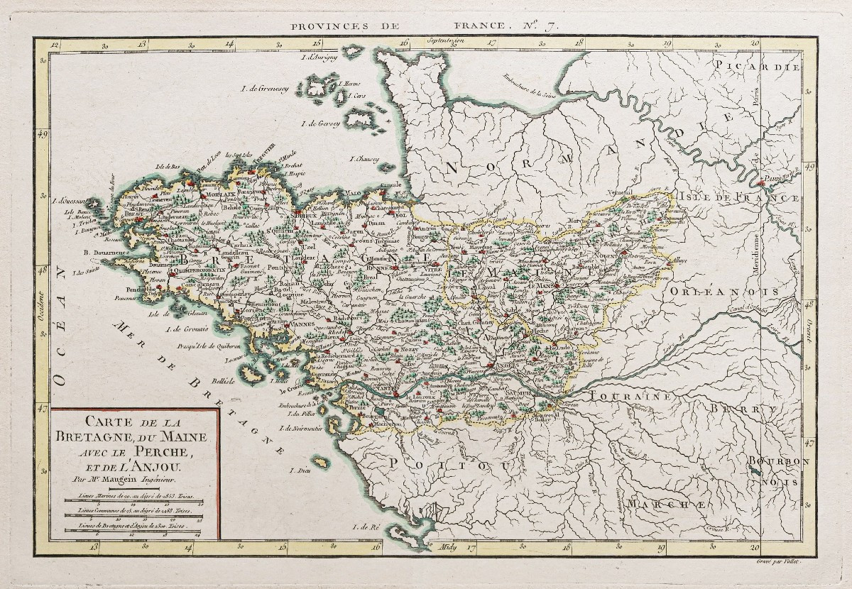 Old Map Of Brittany – Maine – Anjou