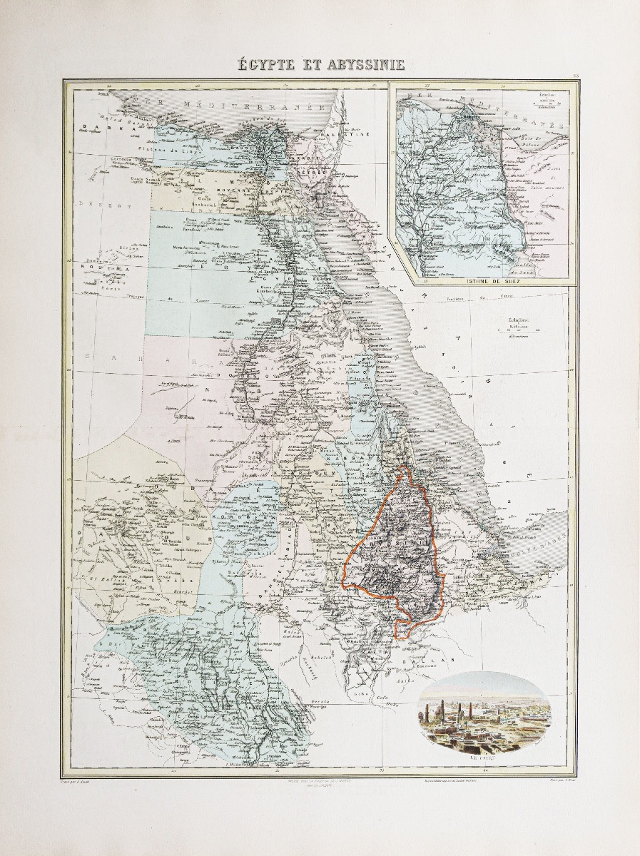 Old Geographic Map – Egypt And Abyssinia
