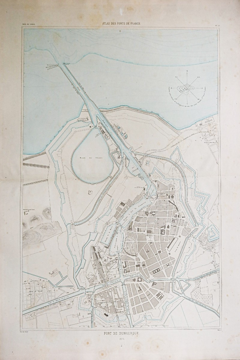 Old Nautical Chart Of The Port Of Dunkirk
