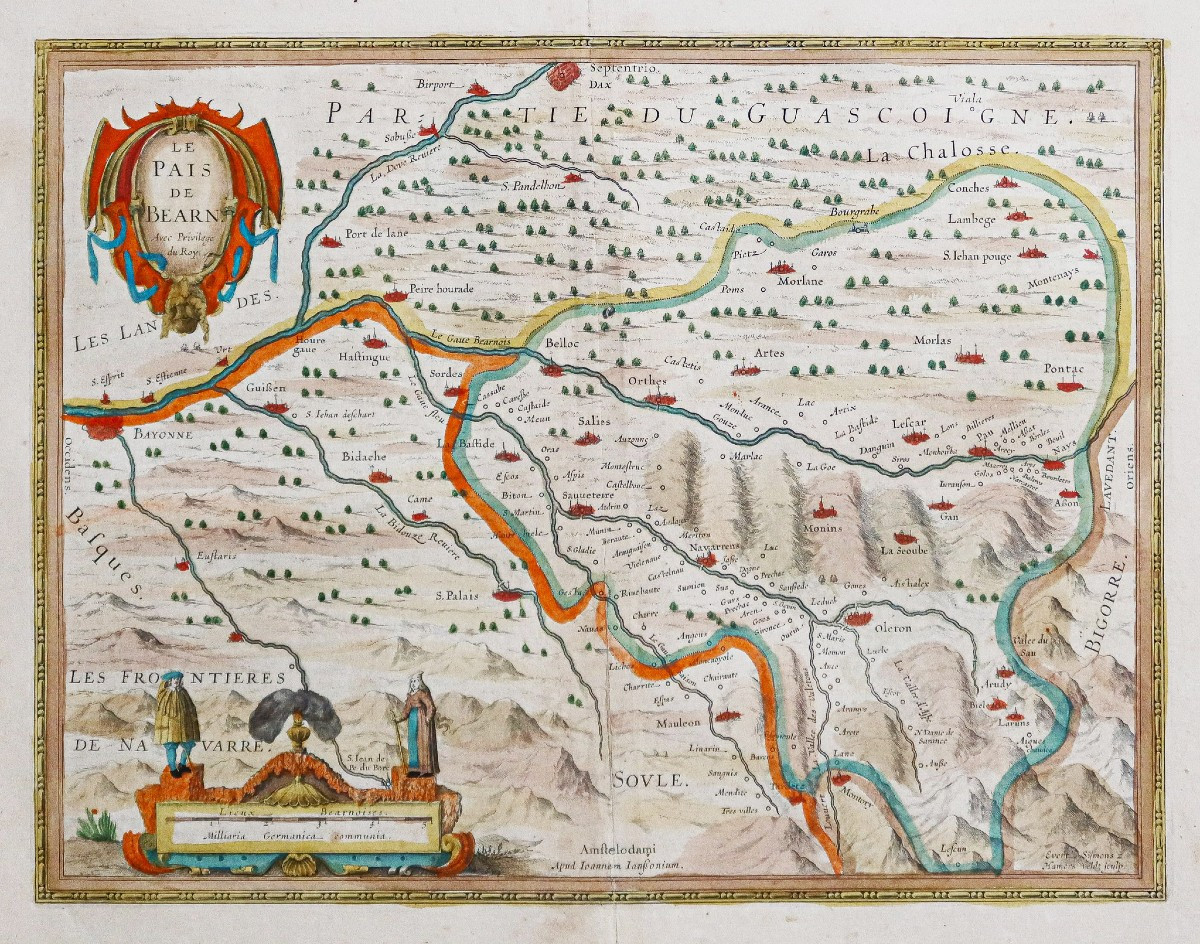 Old Geographical Map Of The Pays De Béarn