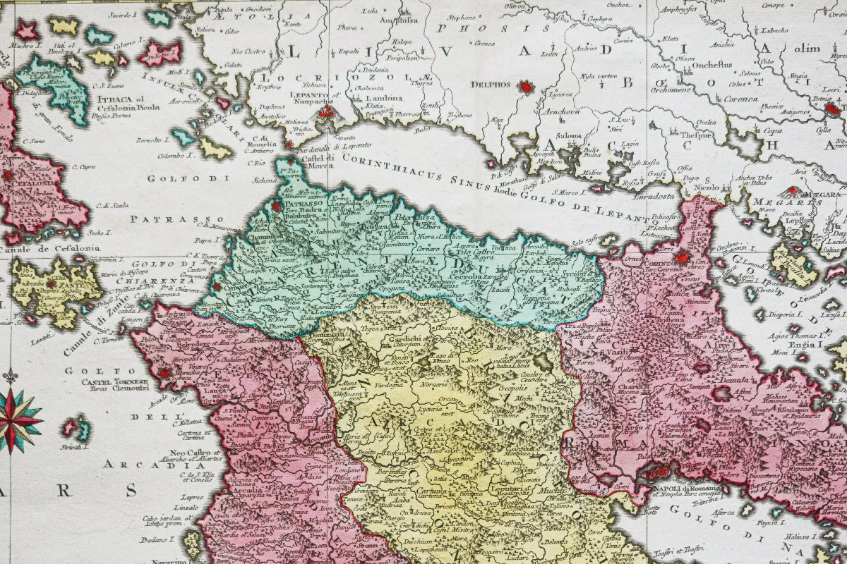 Old Geographical Map – Greece – Peloponnese-photo-3