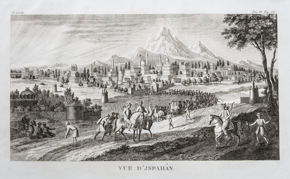 Antique Engraving – View Of Isfahan – Iran