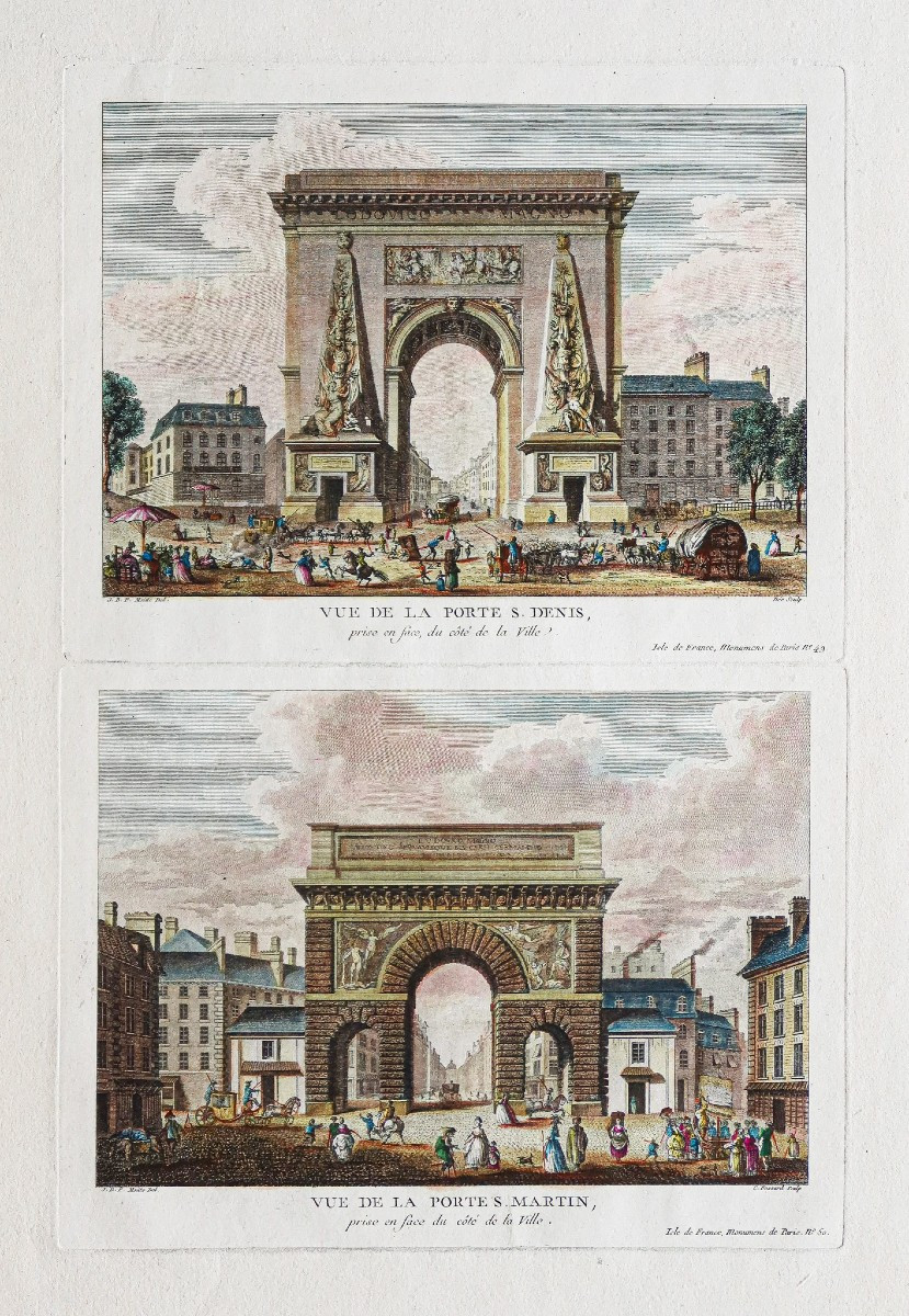 Gravure ancienne – Porte Saint Denis – Porte Saint Martin - Paris