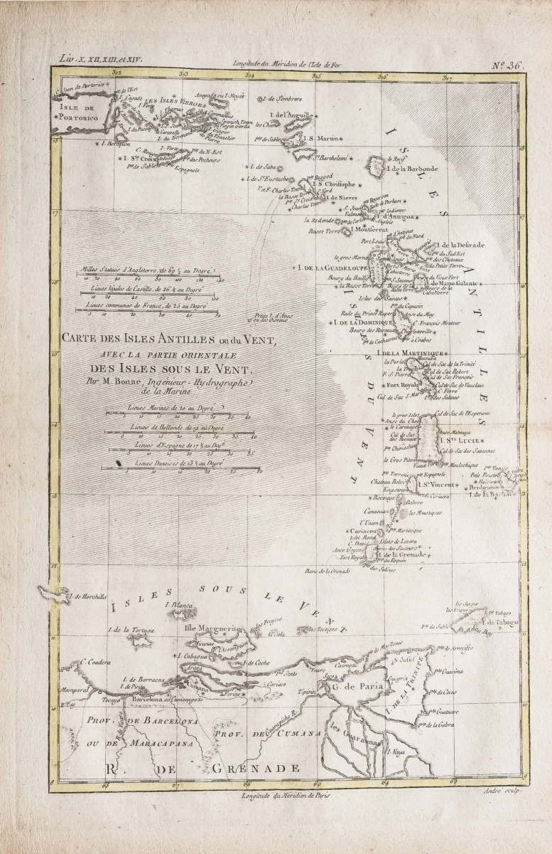 Carte géographique ancienne Antilles – Iles sous le vent-photo-2