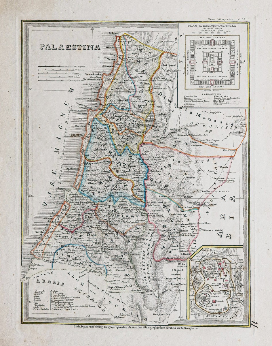 Carte géographique ancienne de la Palestine