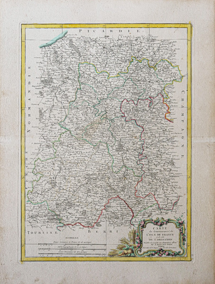 Carte géographique ancienne – Ile de France