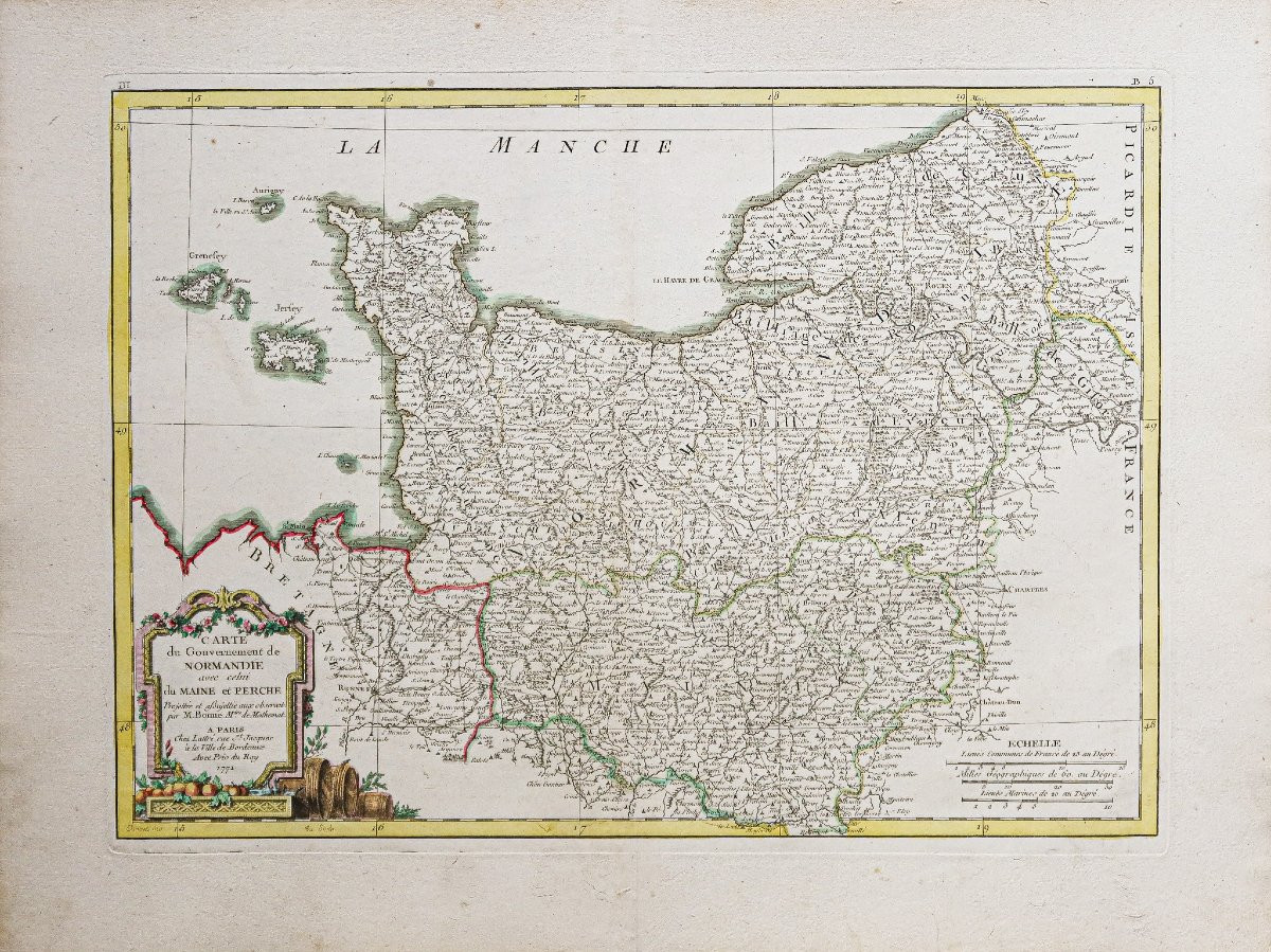 Old Geographical Map Of Normandy-photo-2