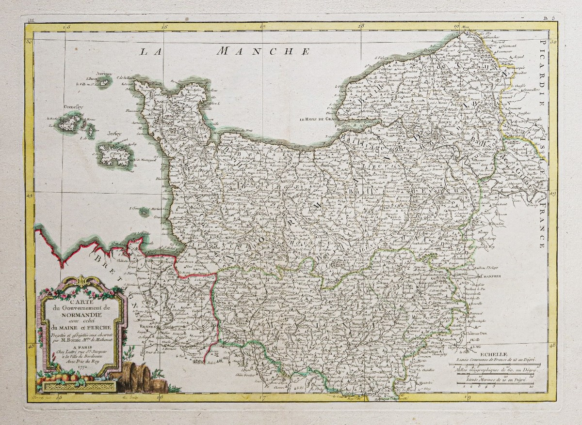 Old Geographical Map Of Normandy