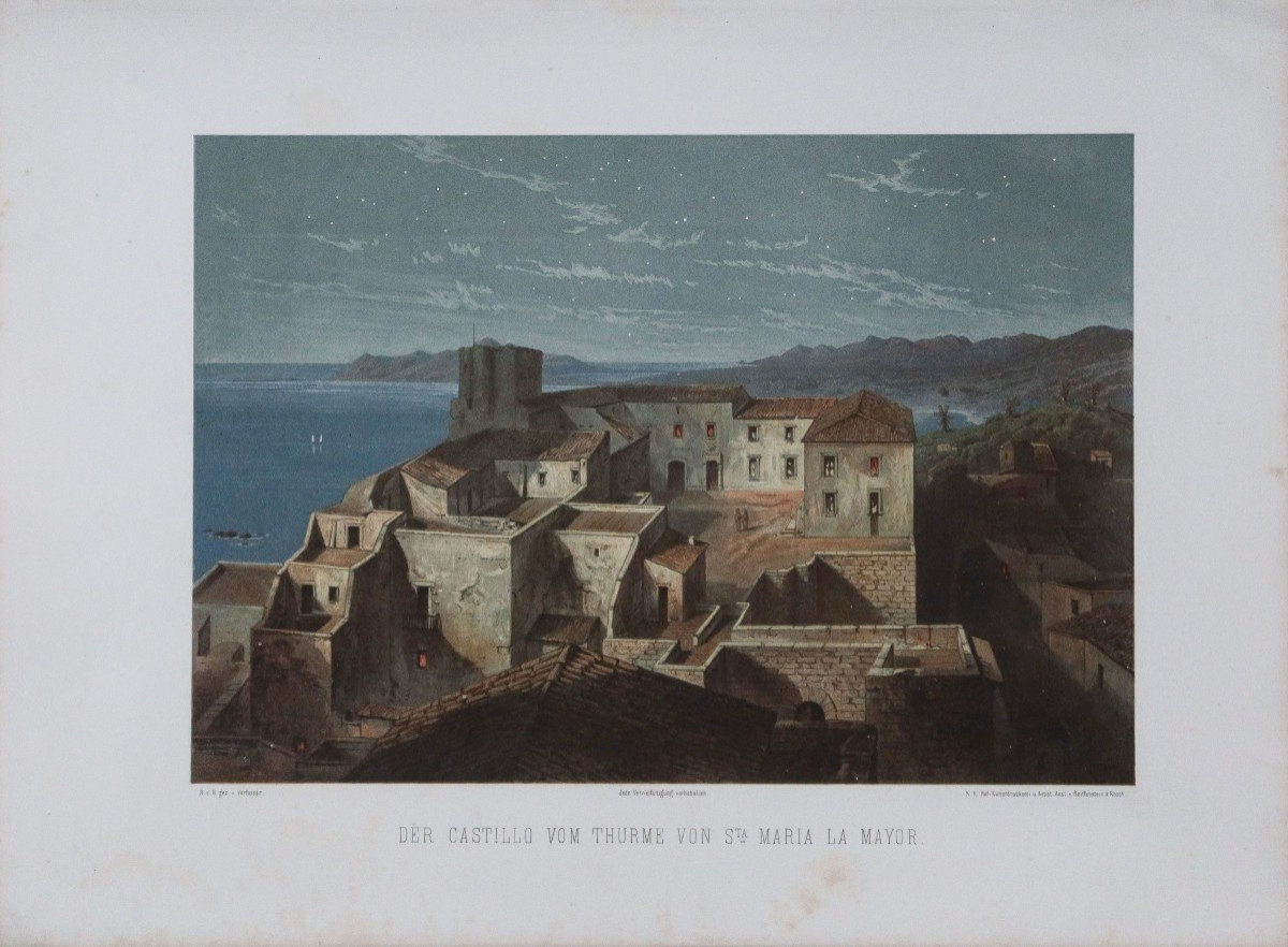 Antique Lithograph – The Castle – Majorca-photo-2