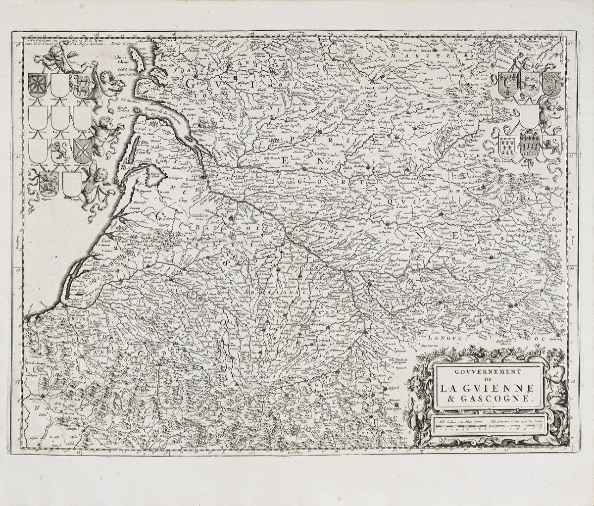 Old Map Of Gascony – Aquitaine – Midi-pyrénées-photo-2