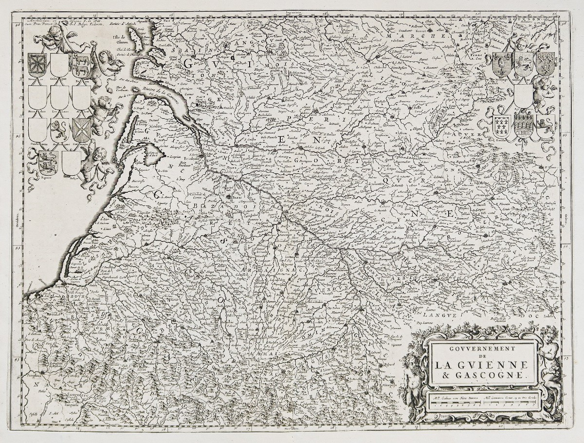 Old Map Of Gascony – Aquitaine – Midi-pyrénées