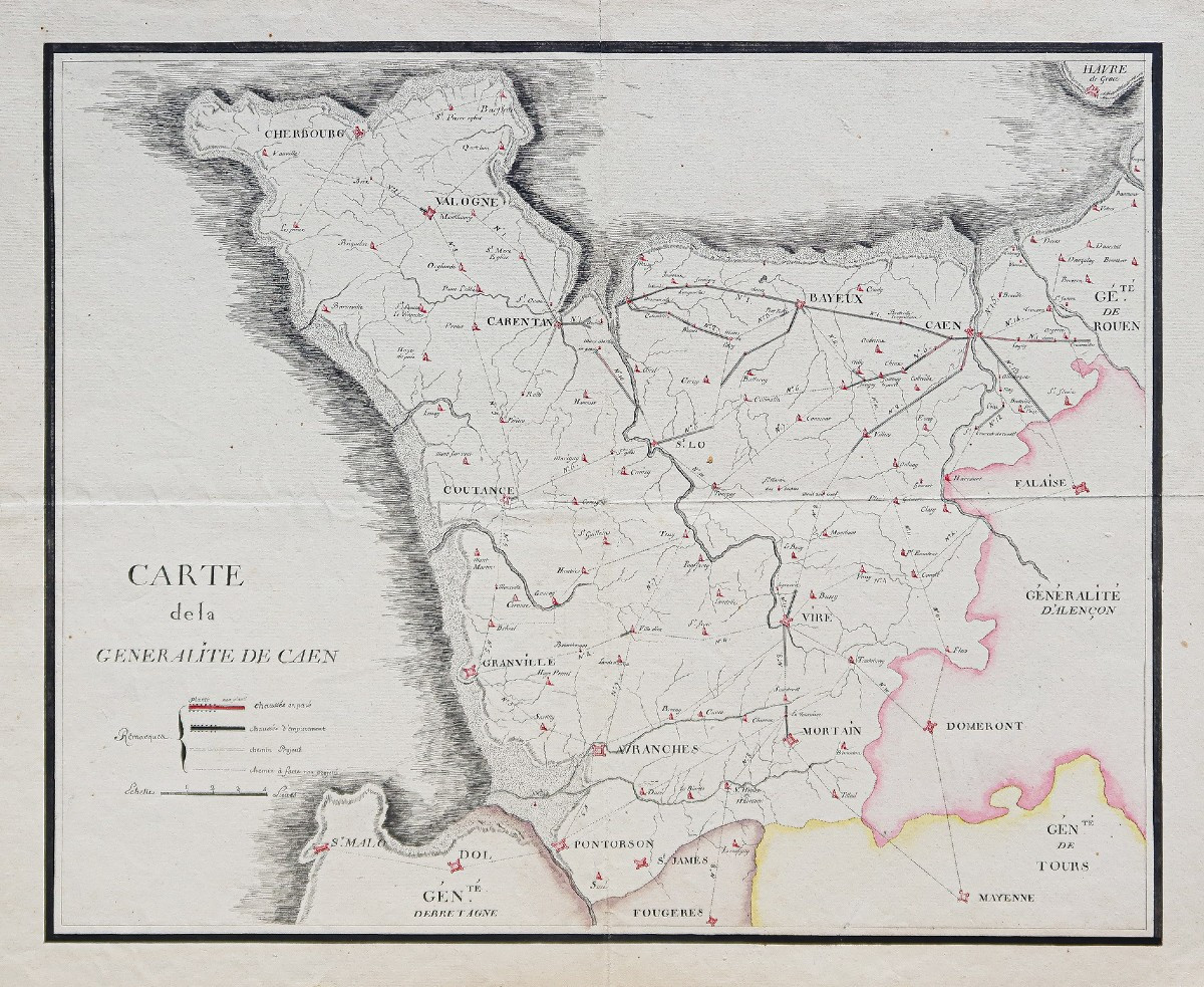 Handwritten Map Of The Generality Of Caen