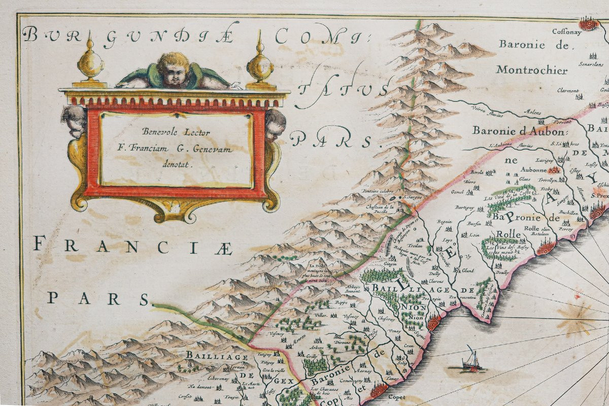 Carte géographique ancienne du lac Léman - suisse - savoie-photo-2