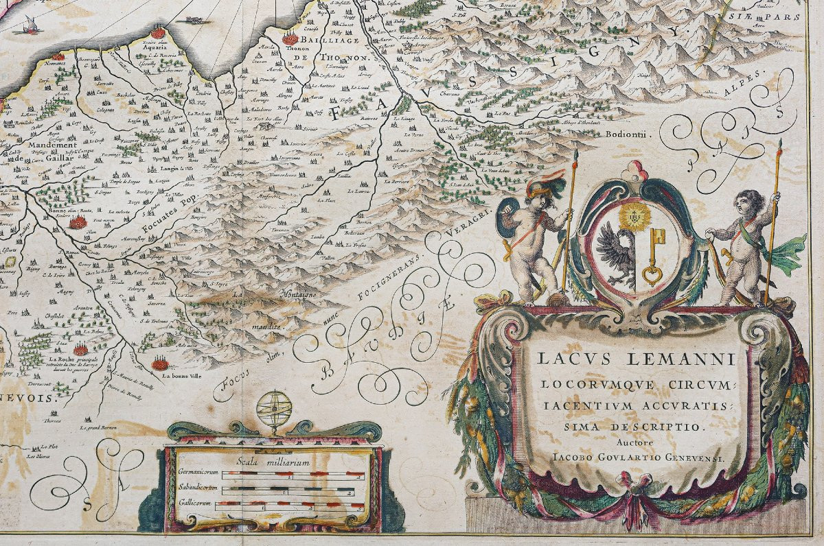 Carte géographique ancienne du lac Léman - suisse - savoie-photo-5