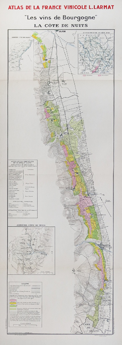 Carte vinicole ancienne – La côte de nuits